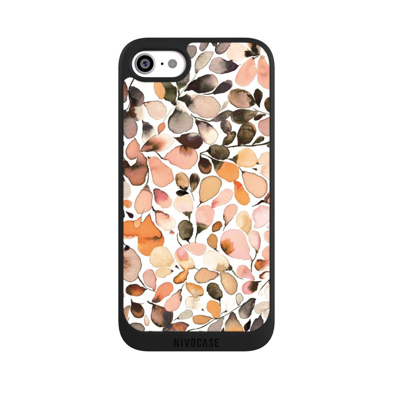 iPhone SE 2020 NIVOpure Eucalyptus Watercolor Leaves Dark Brown Autumn
