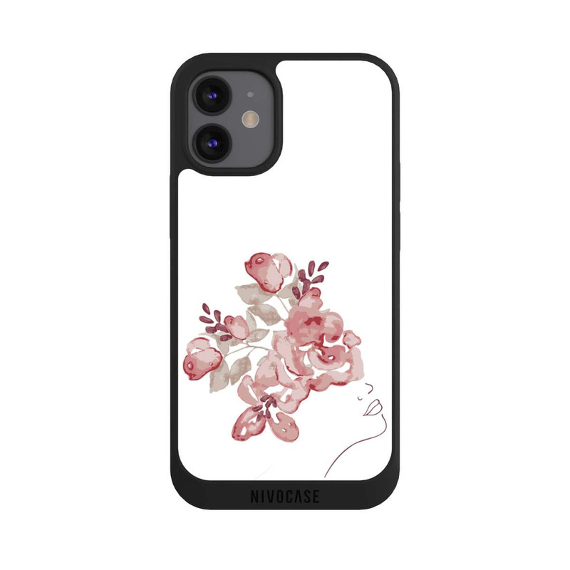 iPhone 12 mini NIVOpure Line Art Gesicht Blumen
