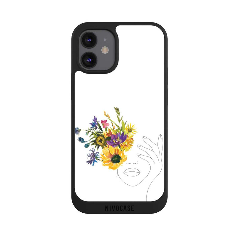 iPhone 12 mini NIVOpure Line Art Woman sunflowers