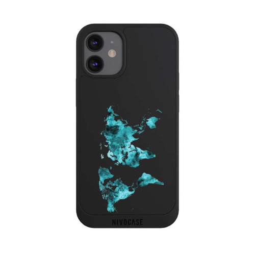 Apple iPhone 12 mini NIVOpure World Map Teal Transparent