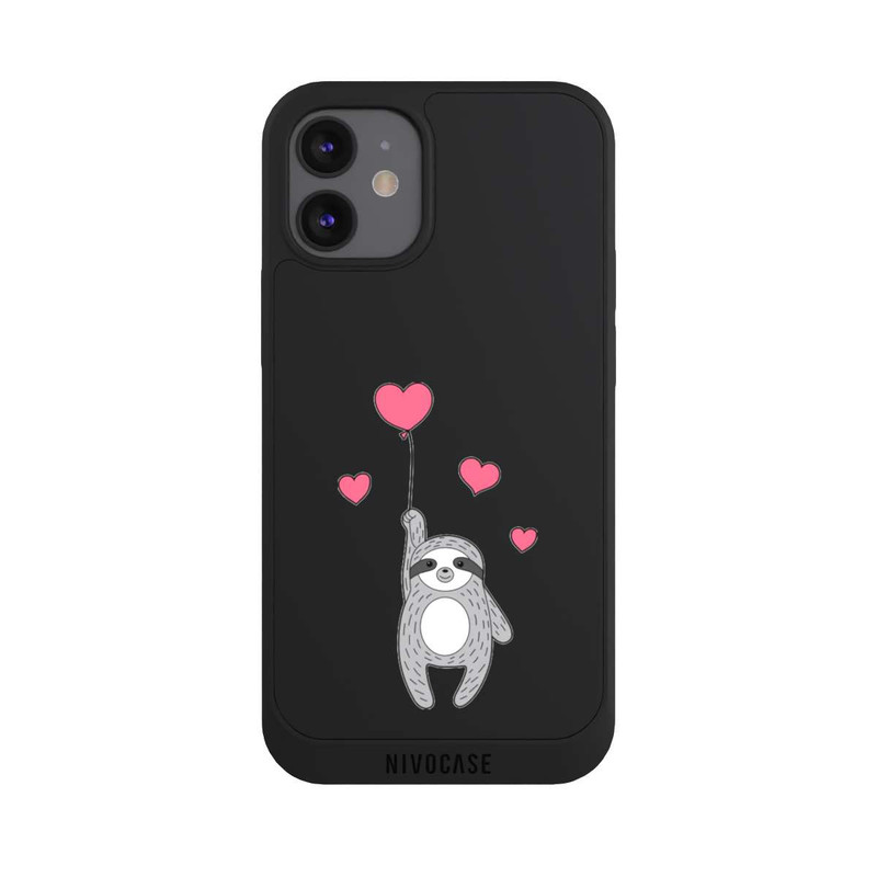 iPhone 12 mini NIVOpure Faultier mit Herzen transparent