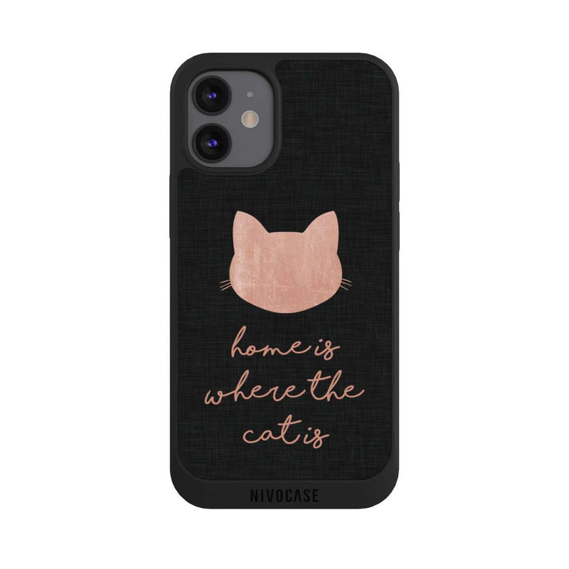 iPhone 12 mini NIVOpure Home Is Where The Cat Is - Rose sur noir 