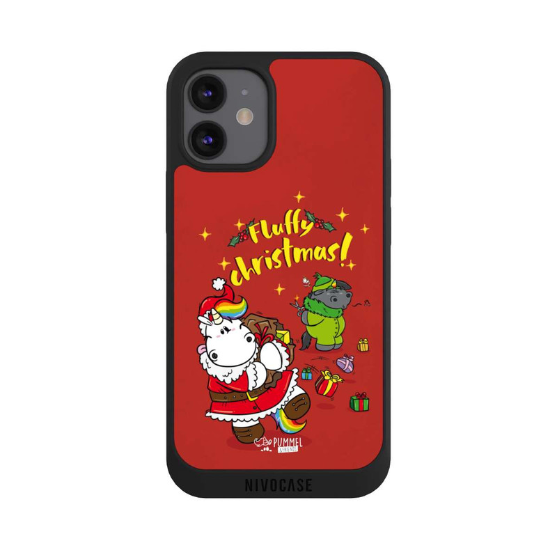 iPhone 12 mini NIVOpure Pummeleinhorn Fluffy Christmas Rouge