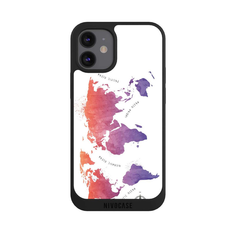 iPhone 12 mini NIVOpure Aquarell Weltkarte weiß