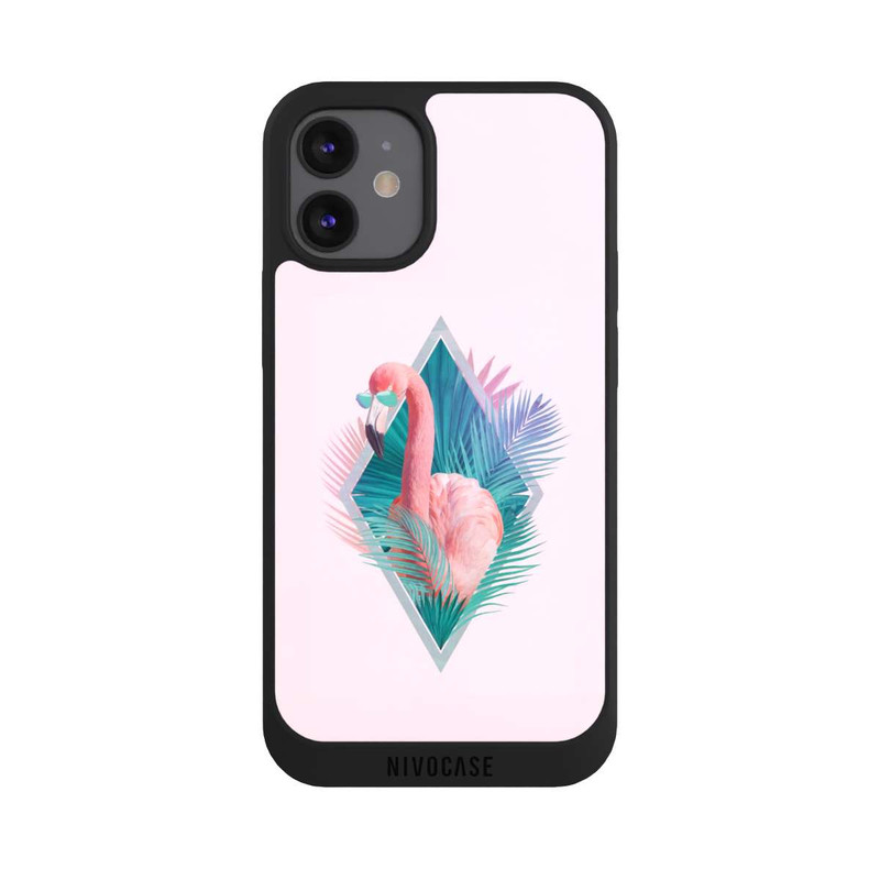 iPhone 12 mini NIVOpure Tropical Leaves Flamingo