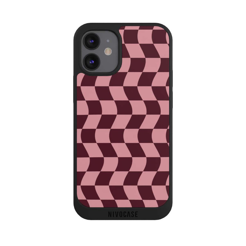 iPhone 12 mini NIVOpure Schachbrett Rot-Rosa