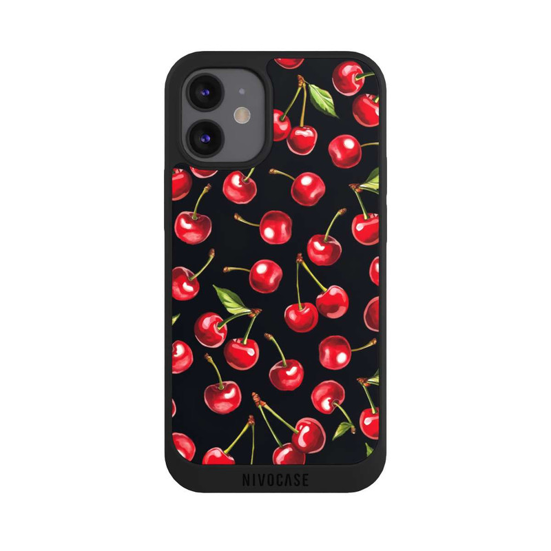 iPhone 12 mini NIVOpure Cherry Pattern Black with AI