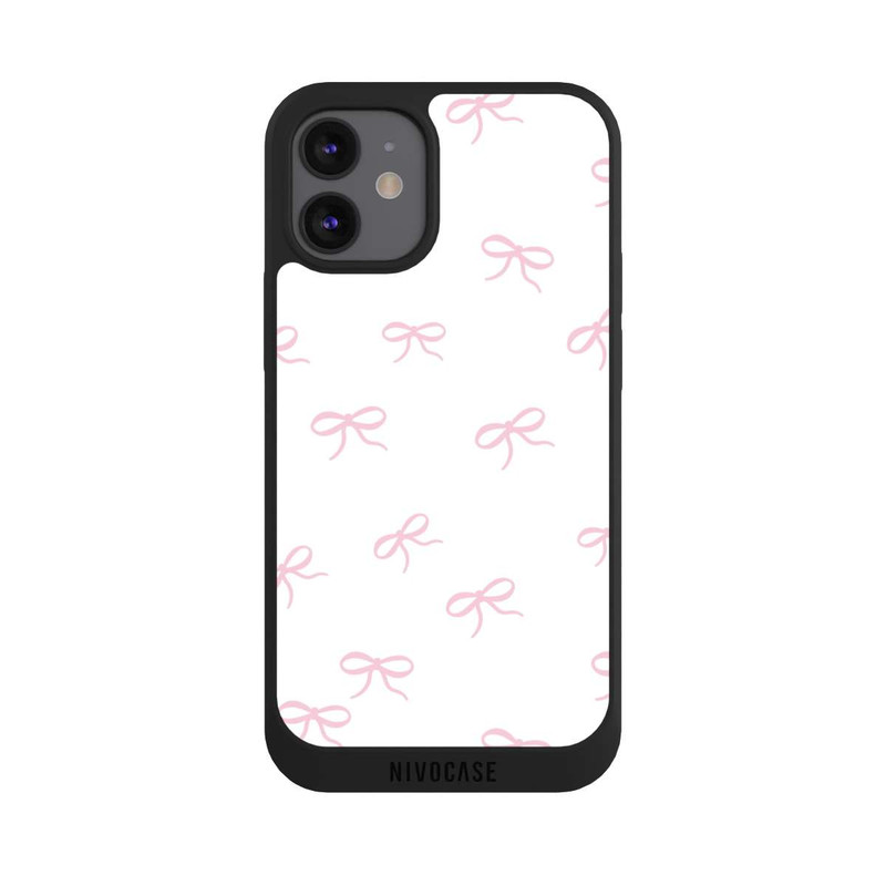 iPhone 12 mini NIVOpure Bows Pink White Pattern Ribbons