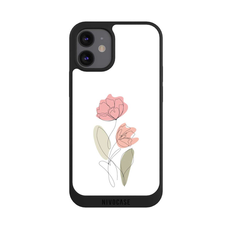 iPhone 12 mini NIVOpure Dessin Au Trait Fleur Rouge