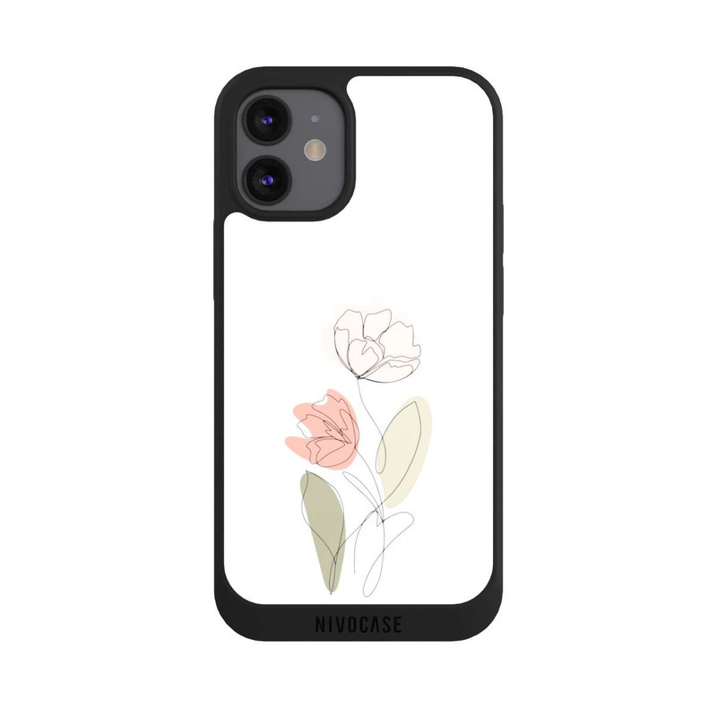 iPhone 12 mini NIVOpure Dessin Au Trait Fleur Vert