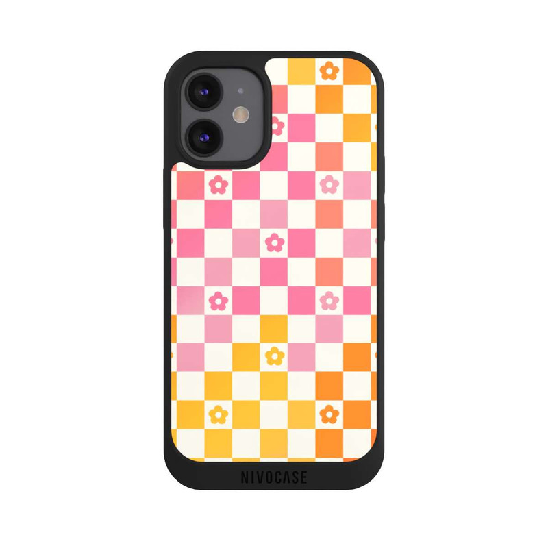 iPhone 12 mini NIVOpure Colorful Dopamin Flowers Checked Pattern