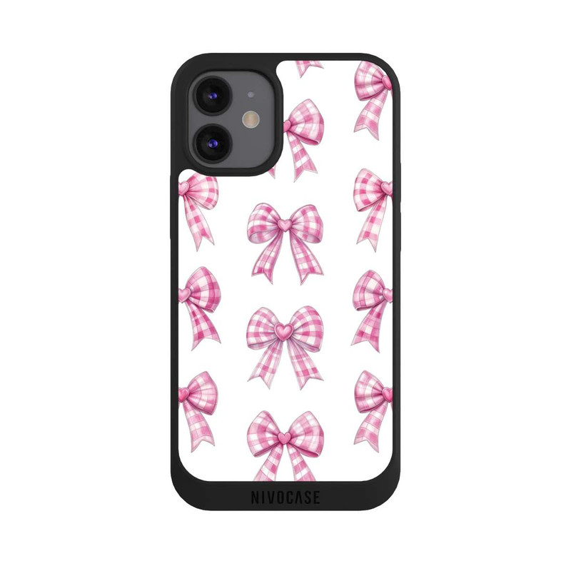 iPhone 12 mini NIVOpure Pink Gingham Hearts and Bows