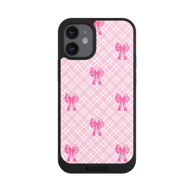 iPhone 12 mini NIVOpure Pink Bows and Plaid Pattern