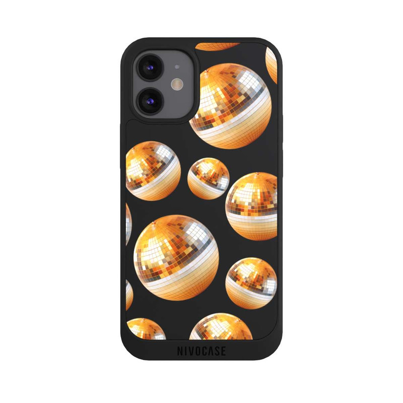 iPhone 12 mini NIVOpure Disco Ball Party Gold Orange Transparent with AI