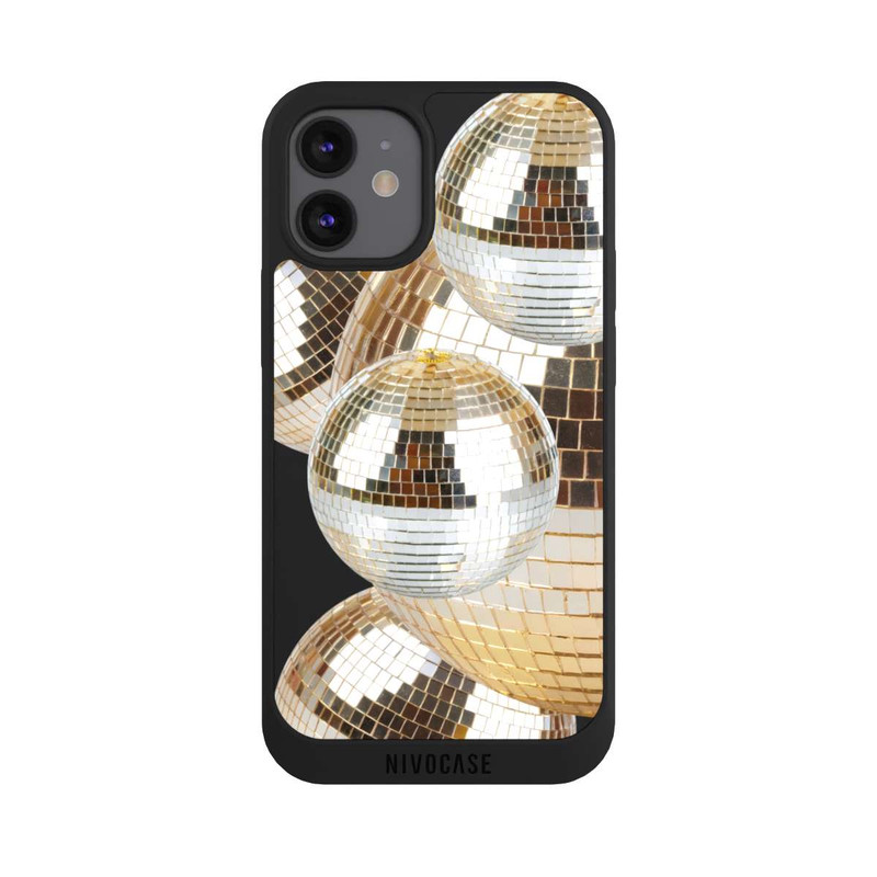 iPhone 12 mini NIVOpure Disco Ball Party Gold Transparent with AI