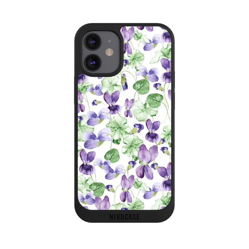 iPhone 12 mini NIVOpure Purple Wildflowers Pattern Watercolor