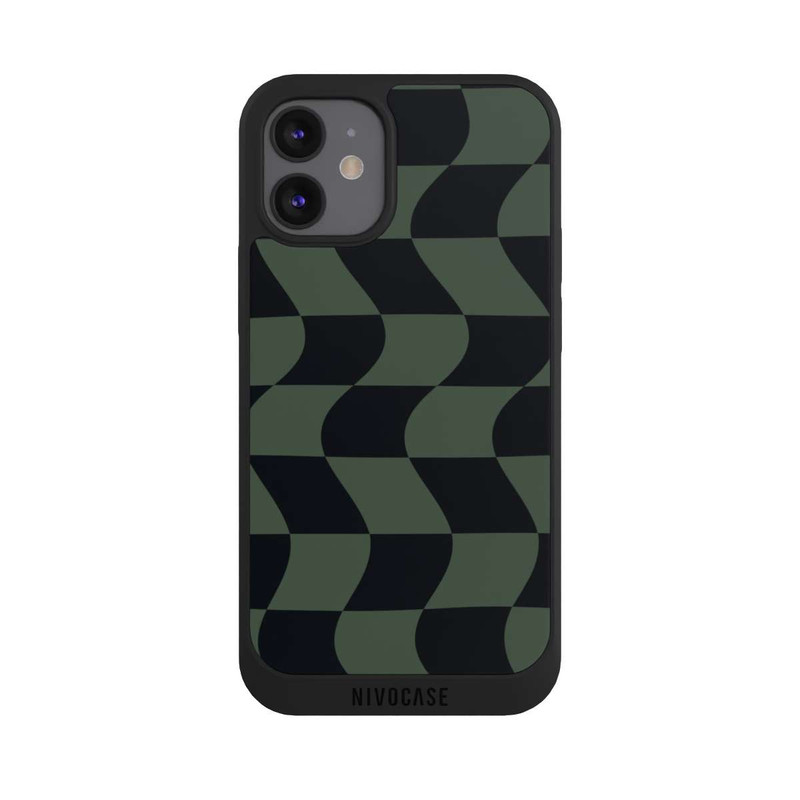 iPhone 12 mini NIVOpure Checked Pattern Green Black