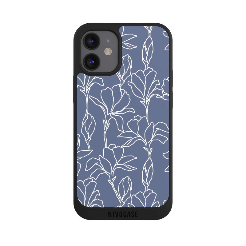 iPhone 12 mini NIVOpure Flower Silhouettes on Blue