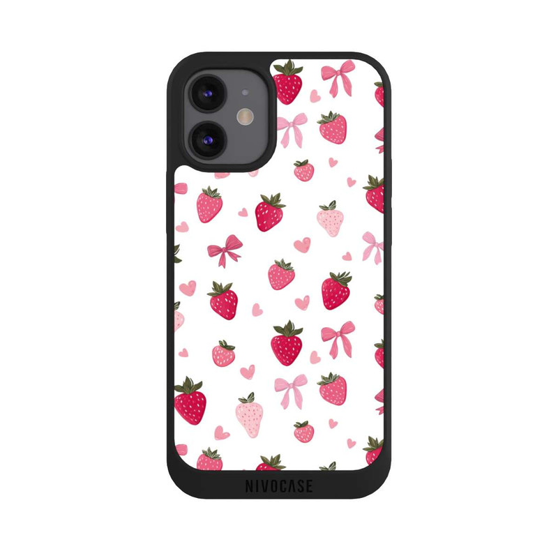 iPhone 12 mini NIVOpure Strawberry Ribbon Pattern Pink