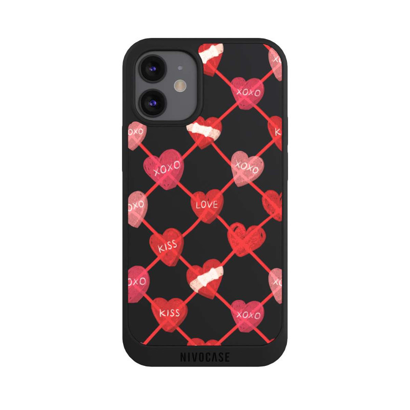 iPhone 12 mini NIVOpure Heart Pattern XOXO Red