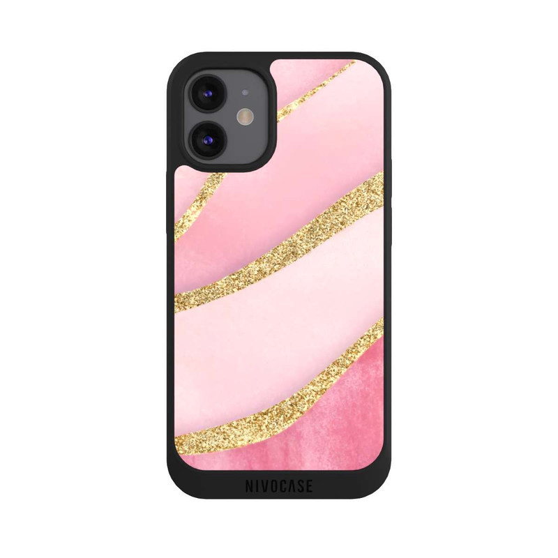 iPhone 12 mini NIVOpure Pink Marble Goldprint Stripes