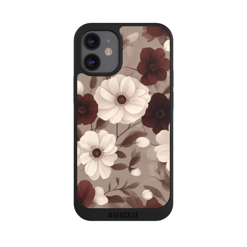 iPhone 12 mini NIVOpure Negative Flower Bordeaux White with AI