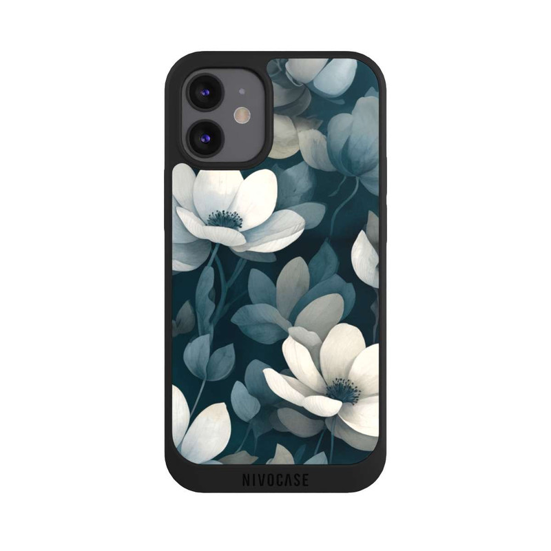 iPhone 12 mini NIVOpure Petrolfarbene Negativblumen mit KI