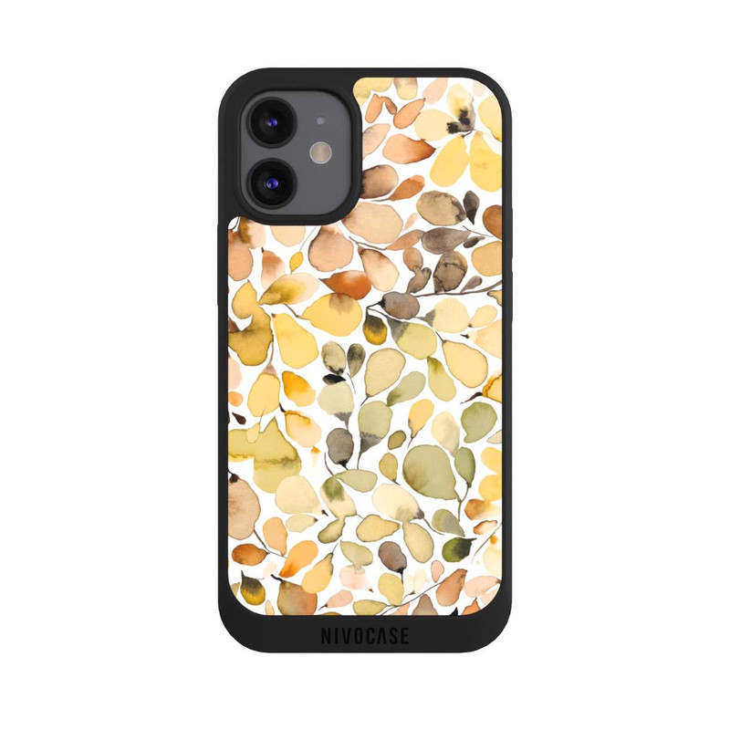 iPhone 12 mini NIVOpure Eukalyptus Aquarellblätter Braun Herbst