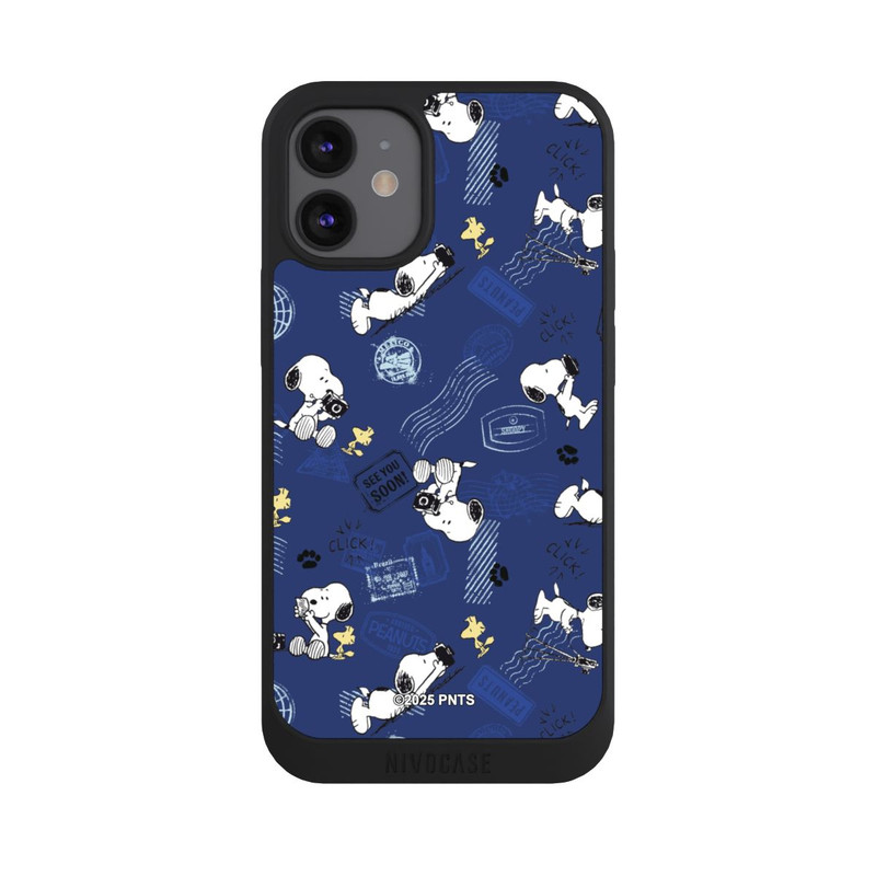 iPhone 12 mini NIVOpure Peanuts Travel Stamps Pattern Blue