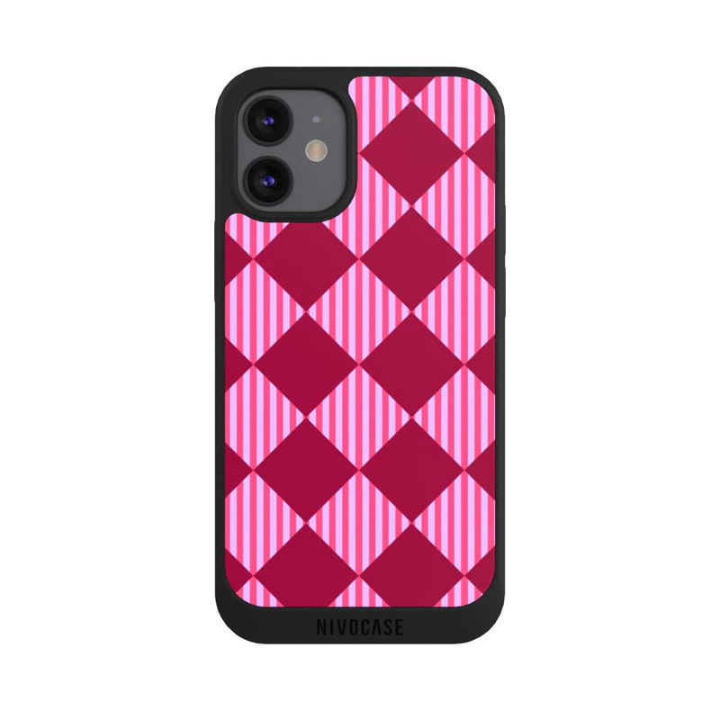 iPhone 12 mini NIVOpure Rauten Muster Rot Rosa