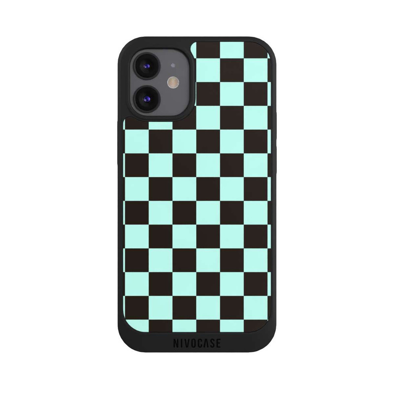 iPhone 12 mini NIVOpure Checked Pattern Blue Brown