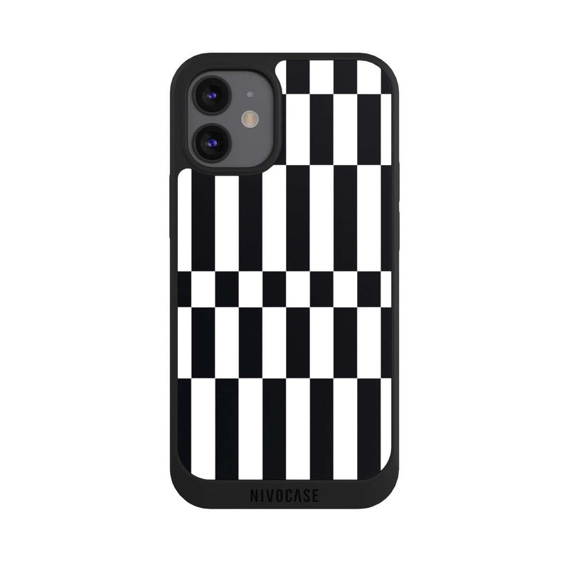 iPhone 12 mini NIVOpure Checked Abstract Bold Black and White Color Block
