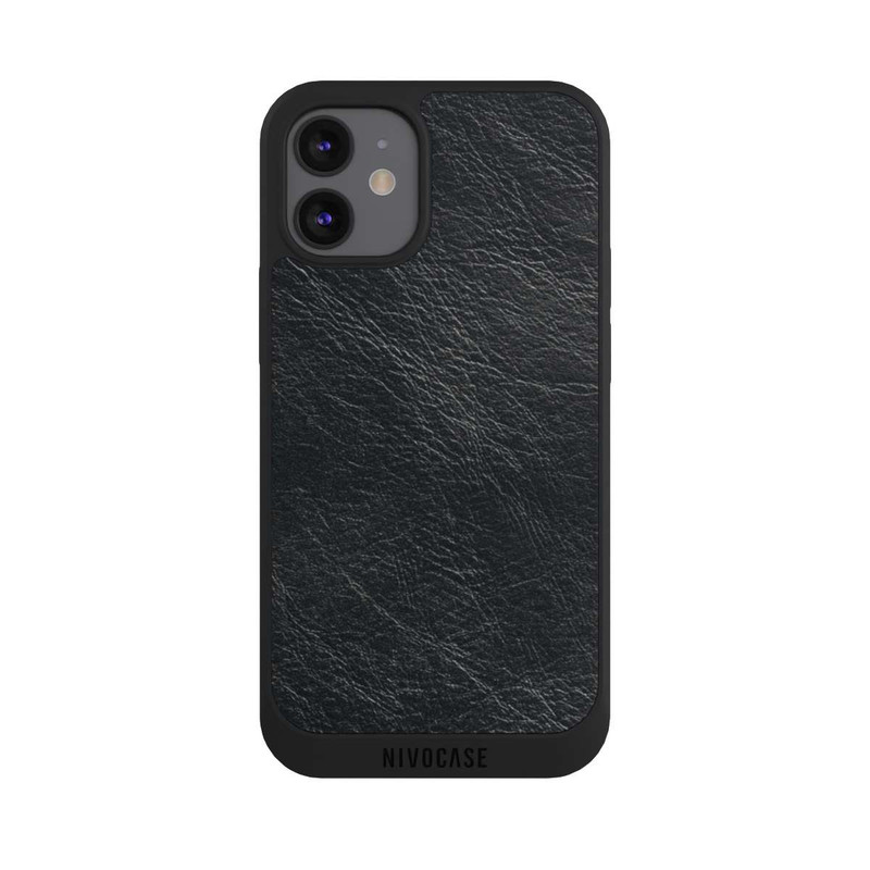 iPhone 12 mini NIVOpure Fond Aspect Cuir Noir