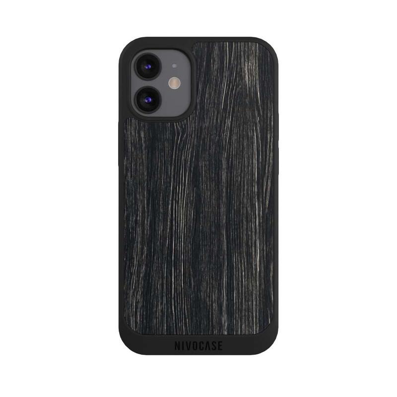 iPhone 12 mini NIVOpure Texture du Bois Foncé