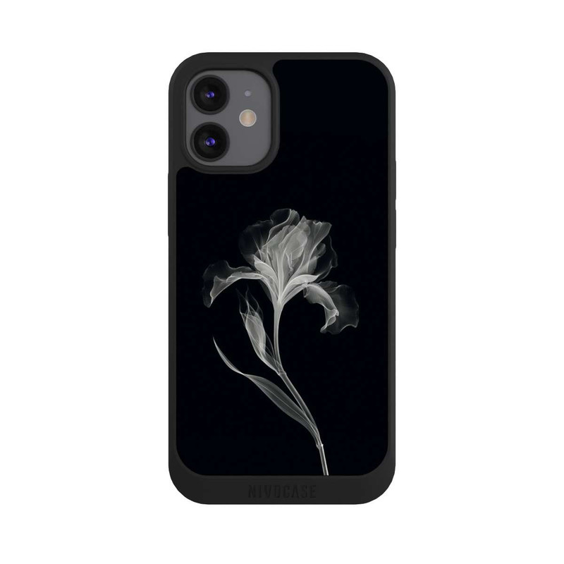 iPhone 12 mini NIVOpure Fleur négative Gris sur noir avec IA
