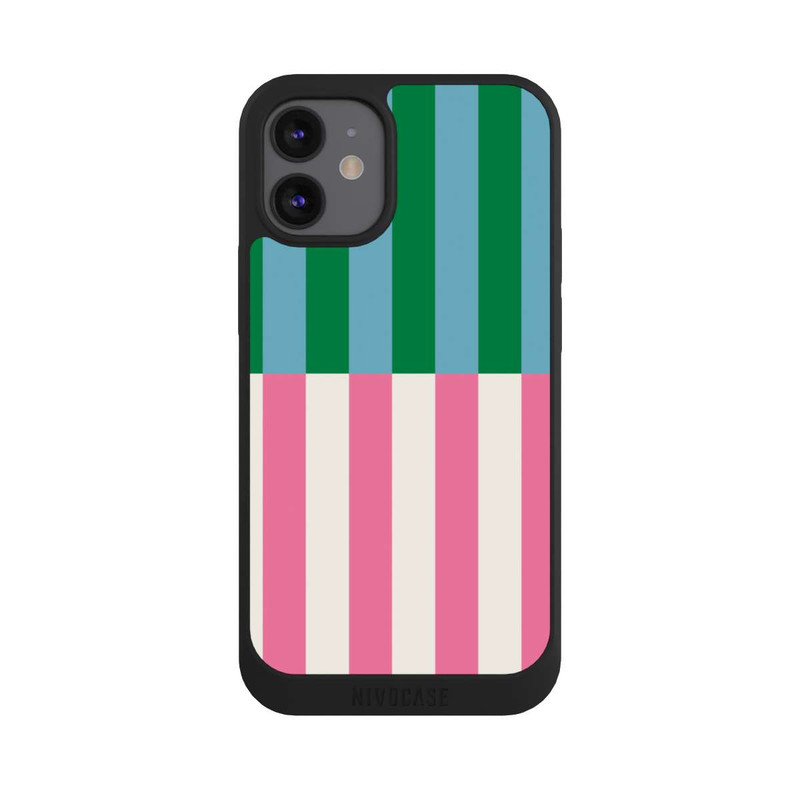 iPhone 12 mini NIVOpure Streifenmuster Grün Rosa
