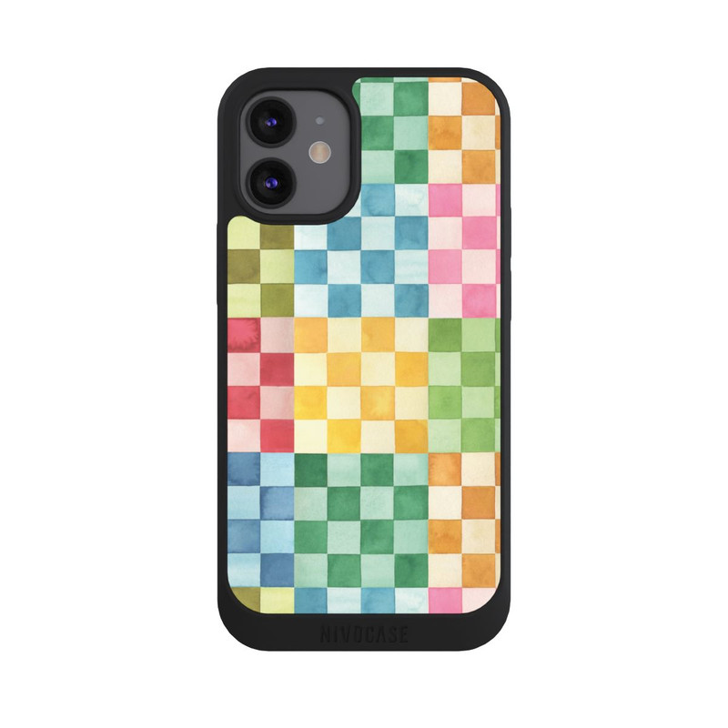 iPhone 12 mini NIVOpure Checkerboard Watercolor Chess Geometric Red