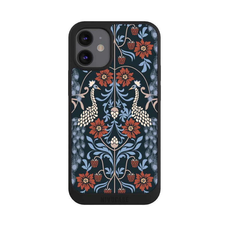 iPhone 12 mini NIVOpure Vintage Peacock Garden Arts and Crafts Floral Dark