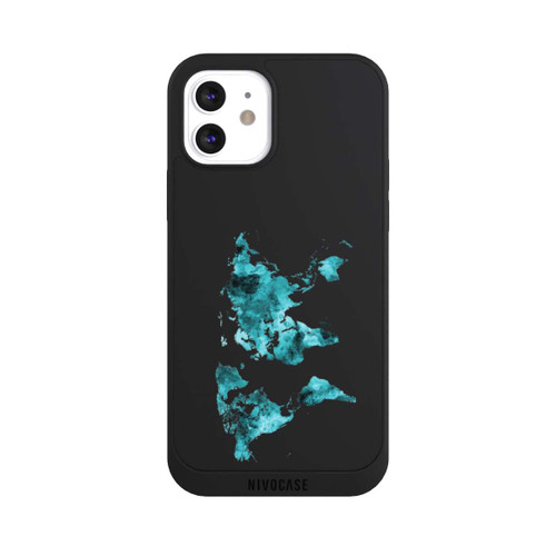 Apple iPhone 12 NIVOpure World Map Teal Transparent