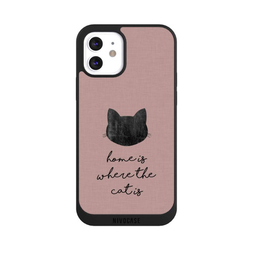 Apple iPhone 12 NIVOpure Home Is Where The Cat Is - Black on Pink