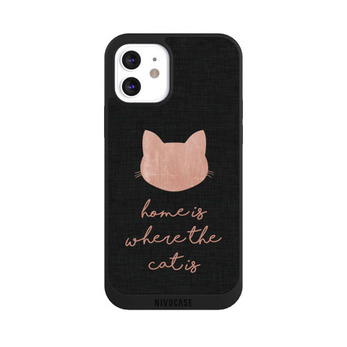 Apple iPhone 12 NIVOpure Home Is Where The Cat Is - Pink on Black 