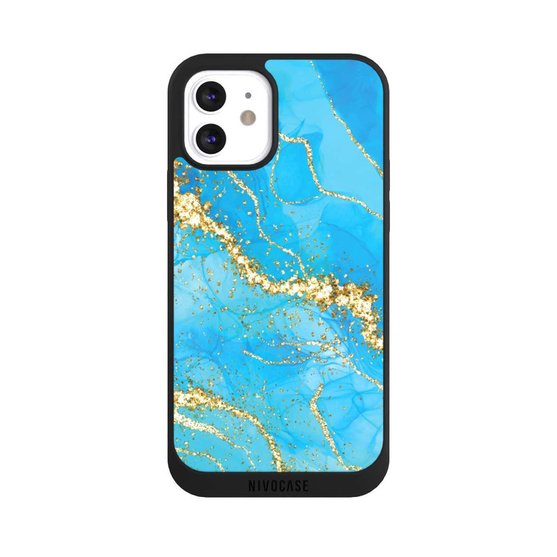 iPhone 12 NIVOpure Turquoise Gold Wallpaper