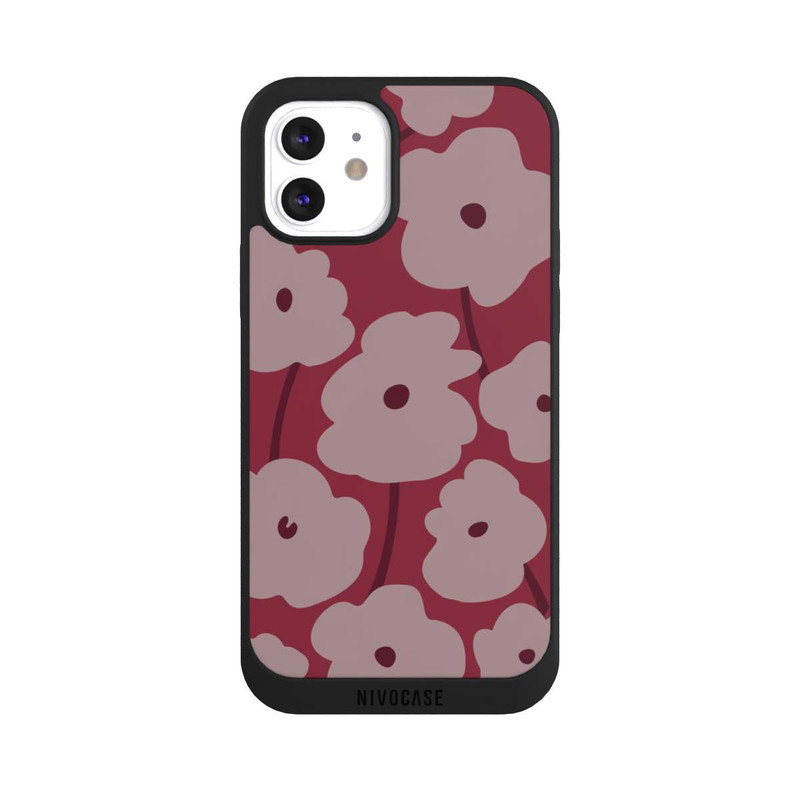 iPhone 12 NIVOpure Minimalistische Blumen Bordeaux