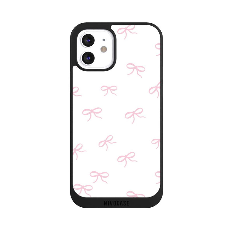 iPhone 12 NIVOpure Schleifen Muster Rosa Weiß