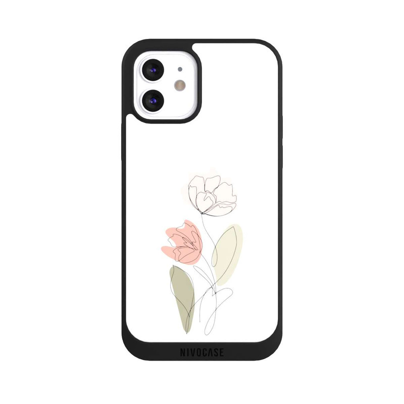iPhone 12 NIVOpure Dessin Au Trait Fleur Vert