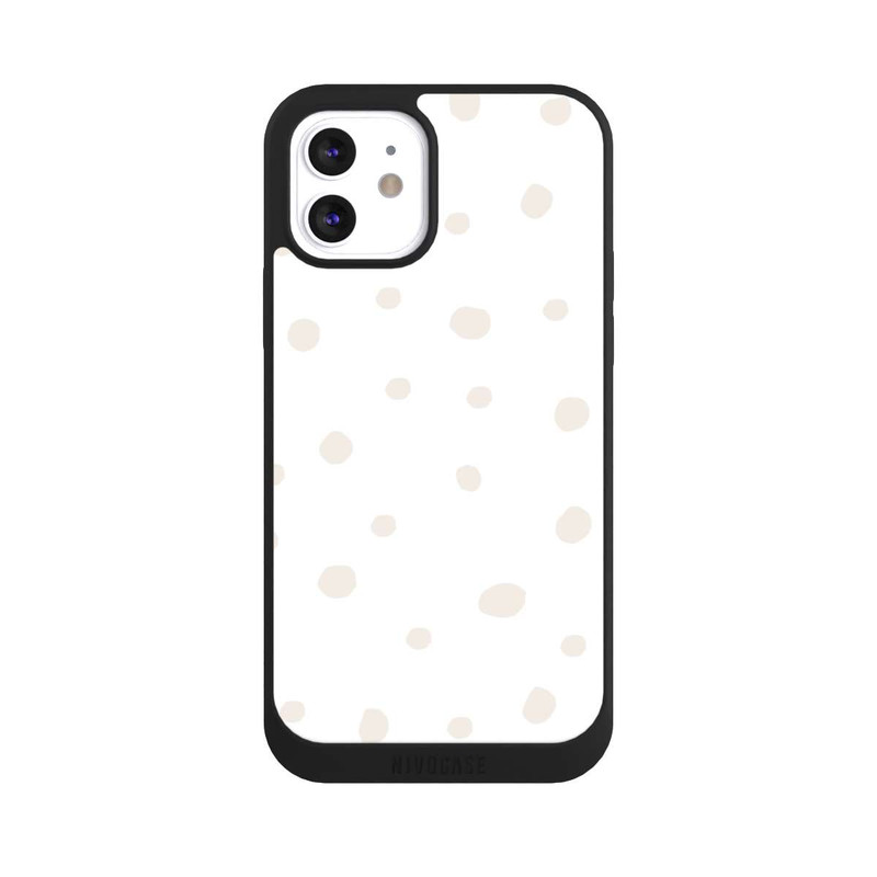 iPhone 12 NIVOpure Motif à Pois Blanc Marron