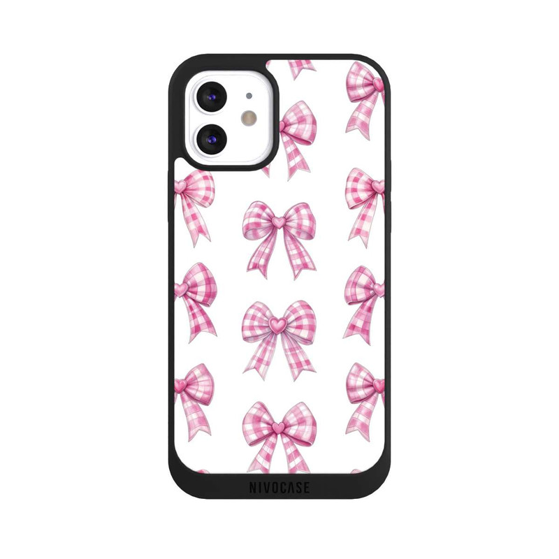 iPhone 12 NIVOpure Pink Gingham Hearts and Bows