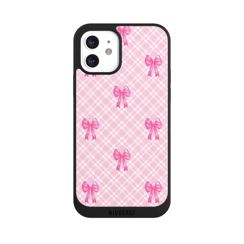 iPhone 12 NIVOpure Pink Bows and Plaid Pattern