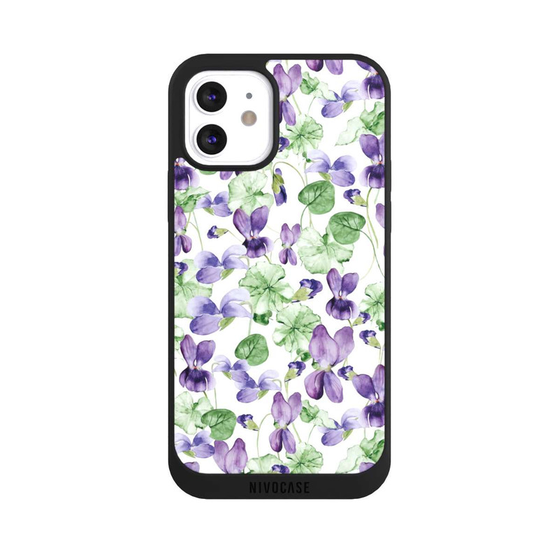 iPhone 12 NIVOpure Purple Wildflowers Pattern Watercolor