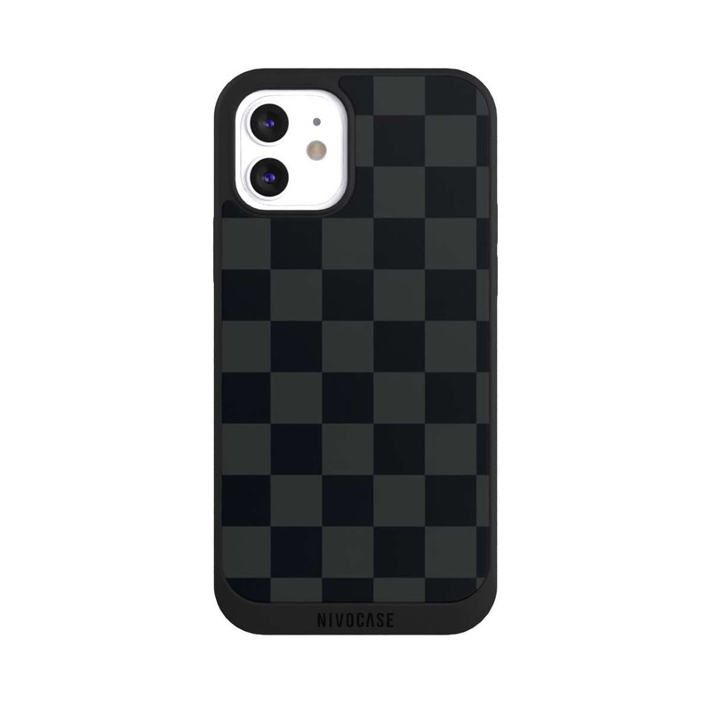 iPhone 12 NIVOpure Checked Pattern Black